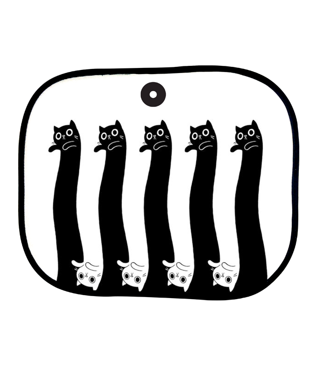 ม่านบังแดดพิมพ์สี Black cat and white cat sunshade